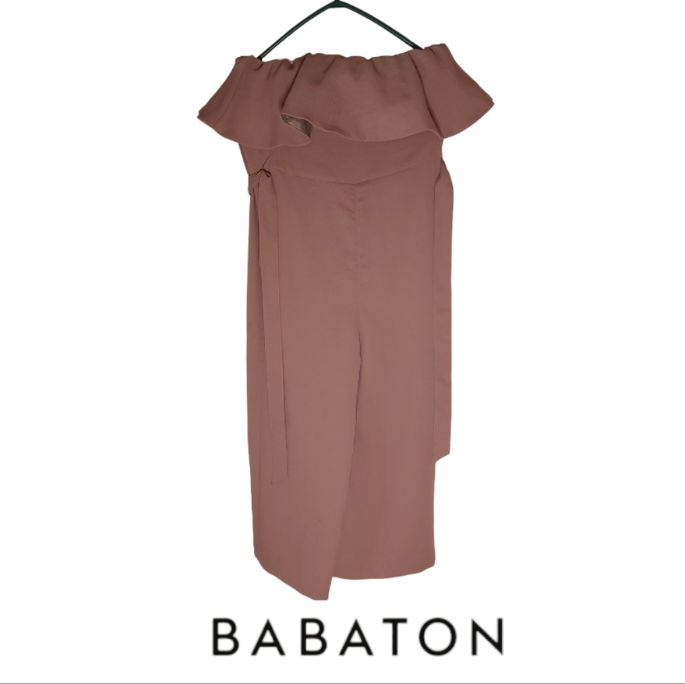 Babaton Aritzia Flutter Strapless Jumpsuit Crop Wide Leg